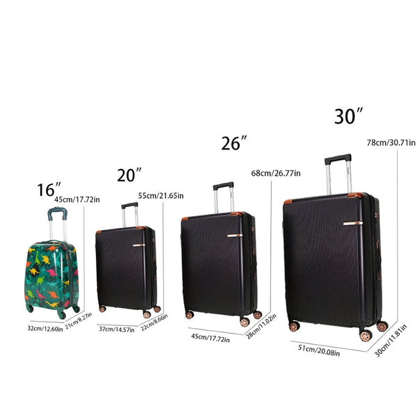 English Elm 4-piece Hard Shell Abs Spinner Luggage Set with Built-in Lock and Telescoping Handle Black T3292P337796