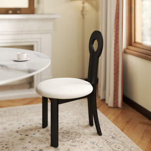 English Elm Vintage Rubber Solid Wood Dining Chair Set of 2 — Plush Berber Fleece Upholstery, Water & Stain Resistant, 280 lb Capacity Black,White W1535P281504