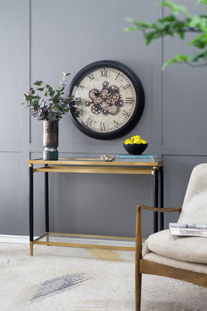 English Elm D4.7x10.6" Smokey Blue Stellar Glass Vase with Chrome Accent, Modified Hourglass Modern Night Sky Design W2078P391150