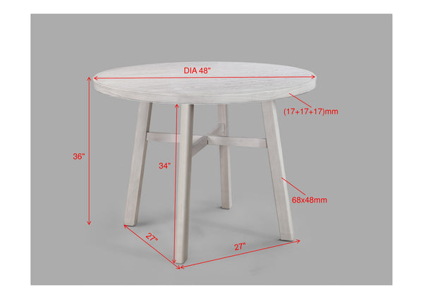 English Elm 5pc Counter Height Dining Set with Round Weathered Table and Plush High-Back Upholstered Chairs for Stylish Comfort and Everyday Entertaining Gray 51 L x 51 W x 6.25 H B011S01911