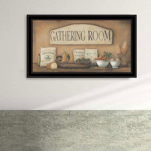 English Elm "gathering Room" Pam Britton Framed Canvas Art Black Wood Wall Print B06787568