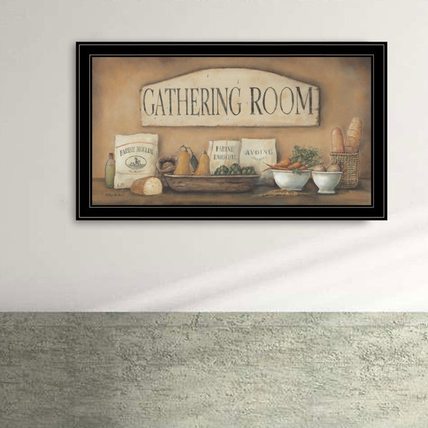 English Elm "gathering Room" Pam Britton Framed Canvas Art Black Wood Wall Print B06787568