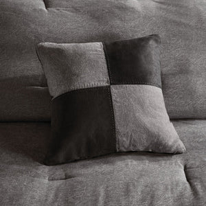 English Elm 7 Madison Park Boone Faux Suede Comforter Set Queen Textured Earthy Lodge Style with Pillows Grey 24.02 L x 19.68 W x 14.96 H B03596891