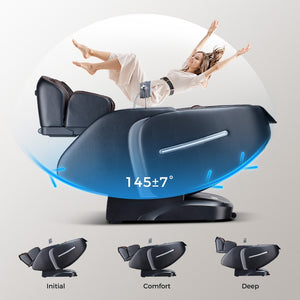 English Elm Massage Chair 4d Robotic Sl Track Zero Gravity Full Body Airbag Touchscreen Spa Recliner Black+Brown W730P343900