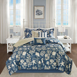 Madison Park Cape Cod Coastal 7 Piece Cotton Sateen Comforter Set MP10-5283 Blue