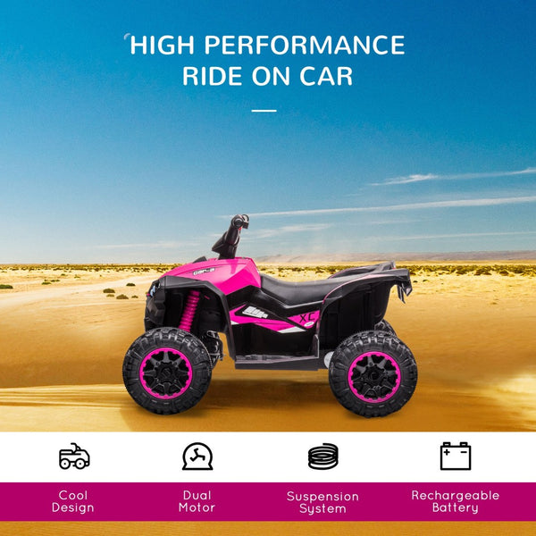 English Elm Aosom 12v Electric Ride on Atv Quad for Toddlers with Steel Frame and Rugged Wheels W2225P217186