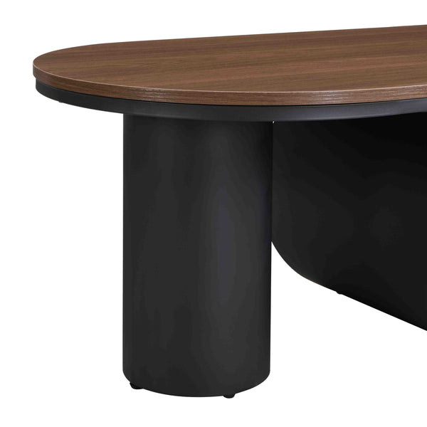 English Elm Luxury Industrial Oval Coffee Table with Gold Metal Frame, Drawer Storage, Adjustable Feet, 47.24" W821S00030