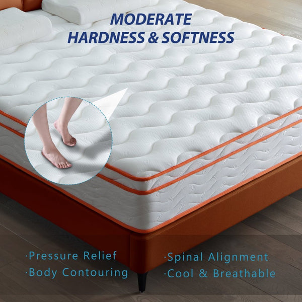 English Elm King Hybrid Mattress Euro Top Gel Foam Pocket Springs Medium Firm Lumbar Relief W3203P348790