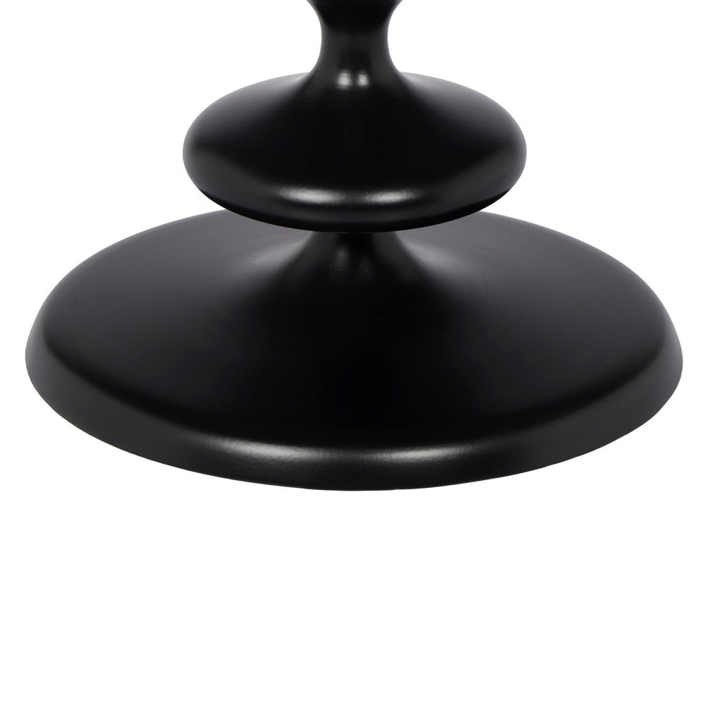 English Elm Christopher Knight Home® - Round End Table with Sleek Metal Pedestal and Durable MDF Resin Top — Compact 17" Round Surface, 50 lb Capacity Black,White N768P202491B