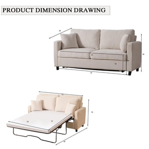 English Elm Sleeper Sofa Bed – Modern Linen Pull-Out Couch, 2-3 Seater With Memory Foam, Perfect For Small Spaces! W3696S00003-GIGA