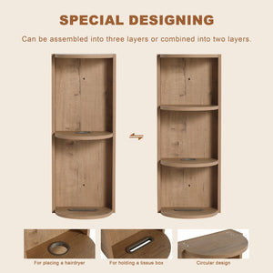 English Elm 30" Floating Bathroom Vanity Oak Finish Ceramic Vessel Sink Soft Close Plywood Cabinet W999S00502