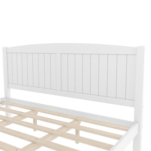 English Elm King Solid Wood Platform Bed with Slatted Support, Modern White Finish, No Box Spring Needed, Sturdy Design Light White W1580P374314