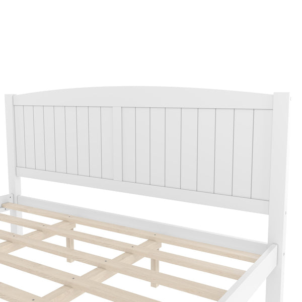 English Elm King Solid Wood Platform Bed with Slatted Support, Modern White Finish, No Box Spring Needed, Sturdy Design Light White W1580P374314