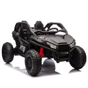 English Elm 24v Two Seater Kids Utv with Parental Remote Dual Motors Four Wheel Suspension Led Black W1578P198431