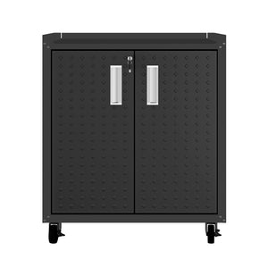 English Elm Rolling Metal Garage Cabinet with Locking Doors Diamond Texture Industrial Storage Charcoal Grey B365P398225