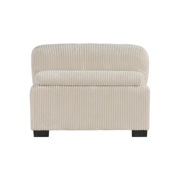 English Elm Rix Modular Armless Chair Corduroy Upholstered Channel Tufted Mid Century Sectional Seating Beige+Black B056P412615