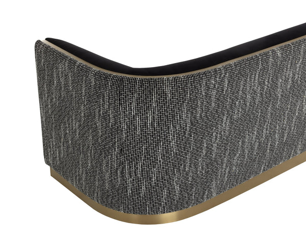 Sunpan Larron Sofa - Contemporary Two-tone Design In Abbington Black & Hobbes Night With Gold Accents Black Fabric 111938
