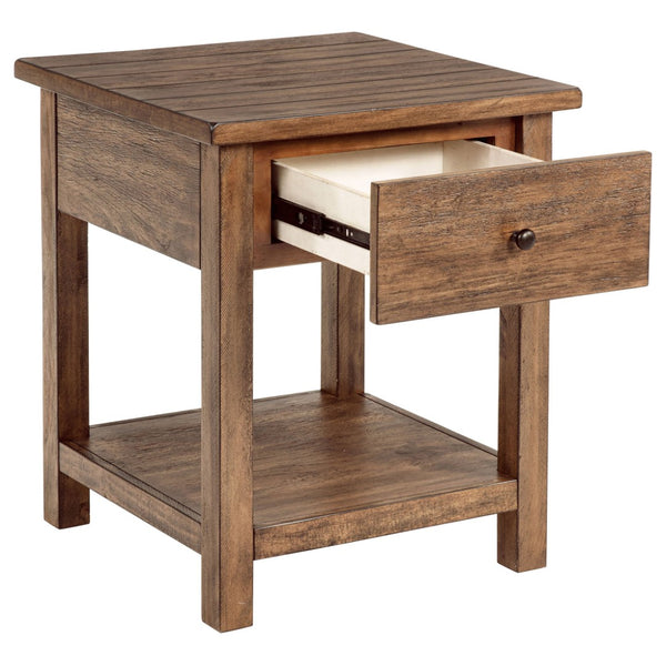 English Elm Castleton Solid Pine End Table with Drawer and Shelf for Farmhouse Living Rooms B062P451648