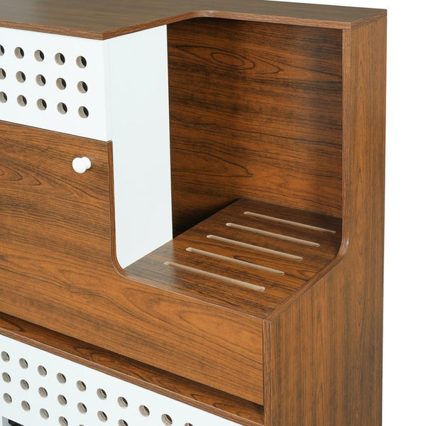 English Elm 2-piece Modern Cat Litter Box Enclosure Side Table Set with Hidden Storage N752S004342D