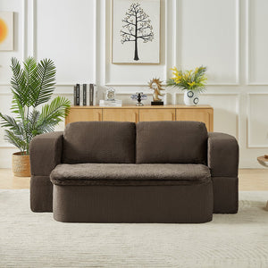 English Elm Convertible foam sleeper sofa bed — modern folding futon with pocket-spring comfort, space-saving design Dark Brown W2339P352026