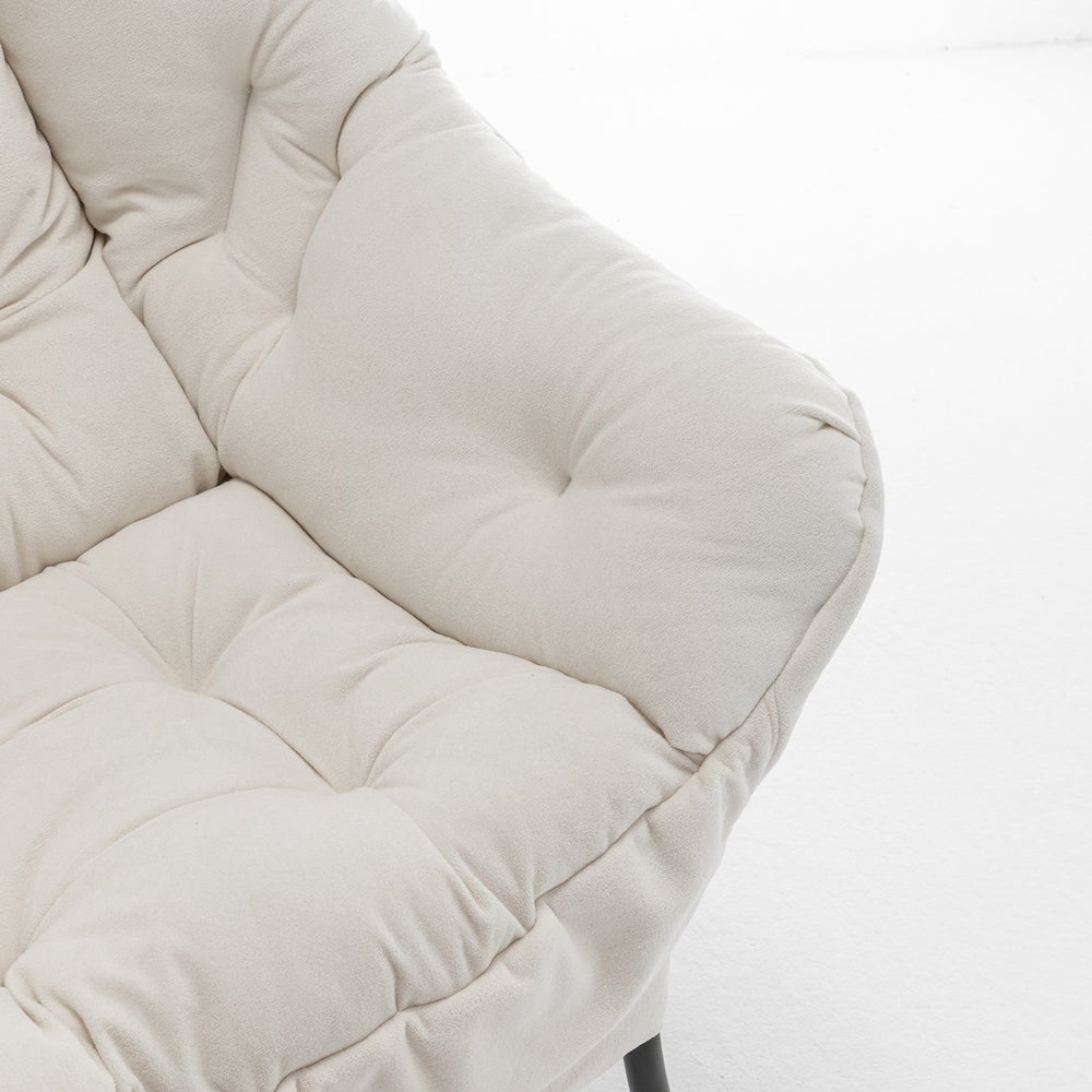 English Elm Accent Recliner Chair With Ottoman – Elegant Beige Velvet Lounge Chair For Ultimate Comfort & Style T3903P372938