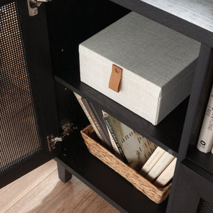 English Elm File Credenza Black Finish – Sleek Engineered Wood Storage with Adjustable Shelf, Smooth-Glide Drawers, Durable Design (53.36"L x 23.44"W) B356P402621