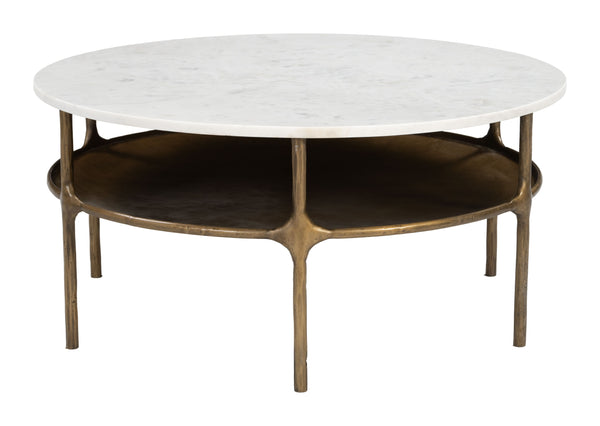Zuo Modern Bild Coffee Table - Chic White & Brass Design With Luxurious Marble Top For Modern Living Spaces White Natural Marble,Iron 110595-zuo-modern