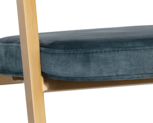 Sunpan Burgos Dining Armchair - Modern Curved Seatback with Gold Stainless Steel Frame for Stylish Dining Nono Petrol