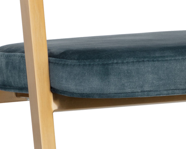 Sunpan Burgos Dining Armchair - Modern Curved Seatback with Gold Stainless Steel Frame for Stylish Dining Nono Petrol