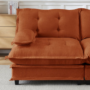 English Elm 138" Chenille Modular Cloud Sectional with Ottoman Deep Seat Lounge Sofa for Apartments Orange W714S01741
