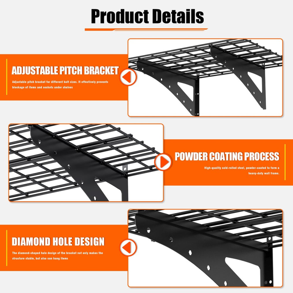 English Elm 24*48 Heavy Duty Metal Wall Shelves 2 Pack Garage Storage 250 Lb Steel Rack W1831P296097