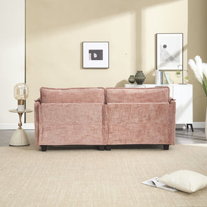 English Elm United Cozy Chenille Two-Seat Sofa With Detachable Armrests, Footstools, And Side Pockets For Comfort W1568S00139-GIGA