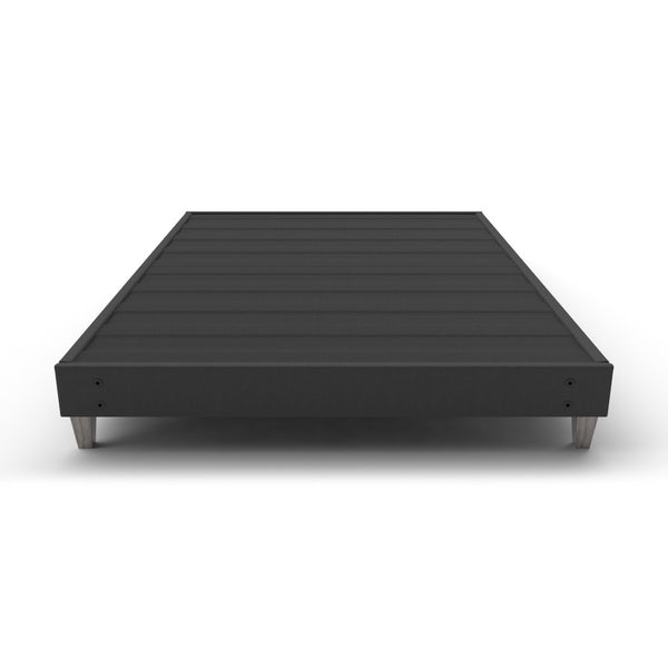 English Elm Express Tool Free Twin Bed Frame with Fabric Cover and Faux Wood Legs for Guests B180P172202
