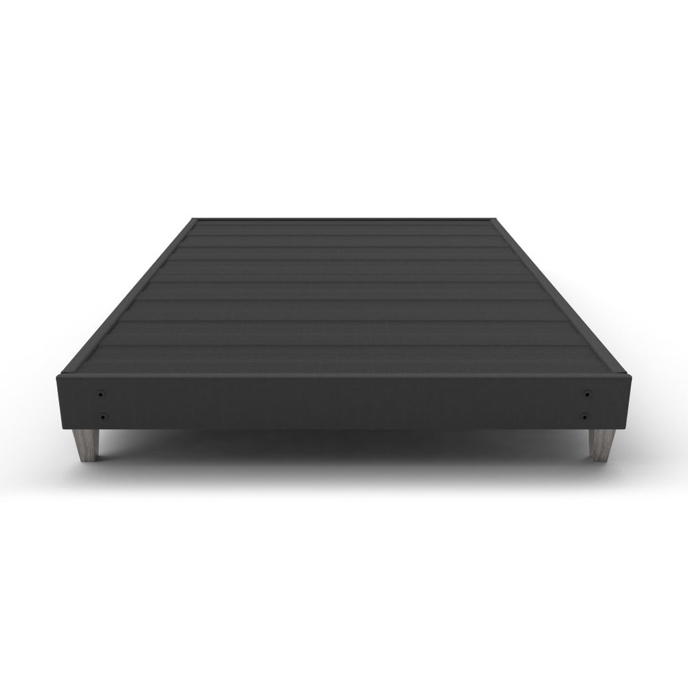 English Elm Express Tool Free Queen Bed Foundation Fabric Frame with Faux Wood Legs Low Profile B180P172092