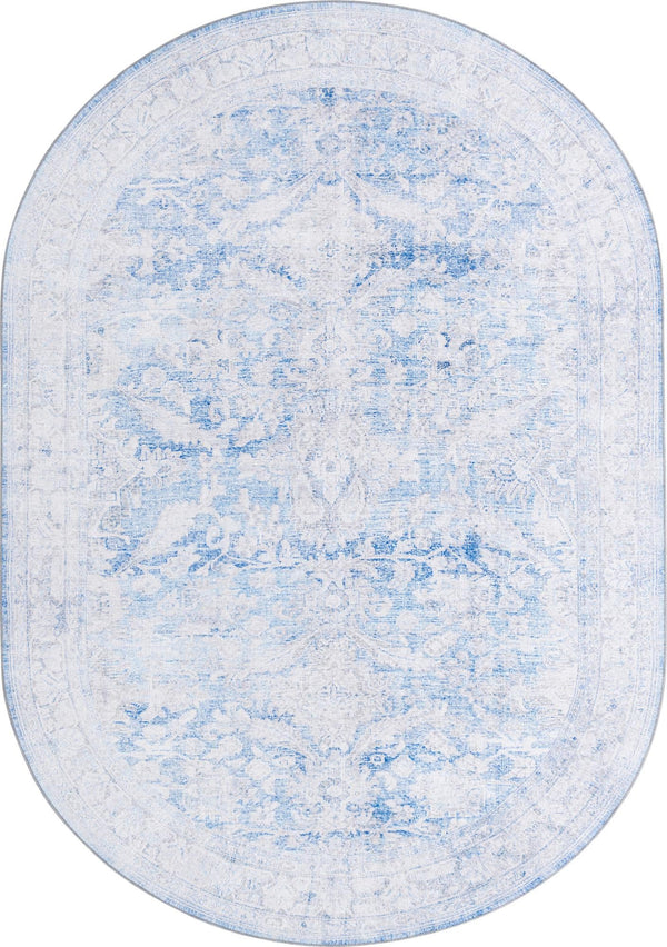 Unique Loom Timeless Thaddeus Machine Made Overdyed Rug Blue, Ivory/Gray 7' 7" x 10' 6"