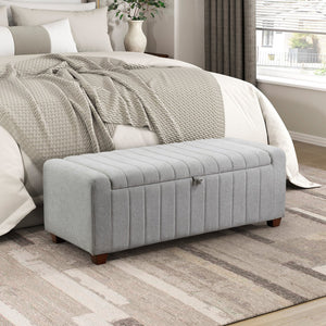 English Elm Contemporary Upholstered Storage Bench with Boucle Fabric, Plywood Frame, Foam Cushion & Solid Wood Legs Gray 50.5 L x 23.5 W x 17.5 H B011P298370
