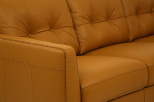 English Elm Radwan Italian Leather Sofa Tufted Mid-century Modern Three-seat Walnut Leg Living Room Camel B2726P496926