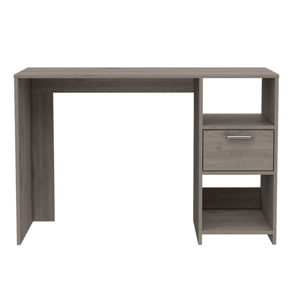 English Elm Omma Grey Computer Desk with Drawer & Two Shelves, 43.3" Wide Compact Workstation, Engineered Wood B070P188826