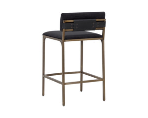 Sunpan MORI Counter Stool - Elegant Abbington Black Fabric with Gold Frame for Modern Kitchen Comfort 112558