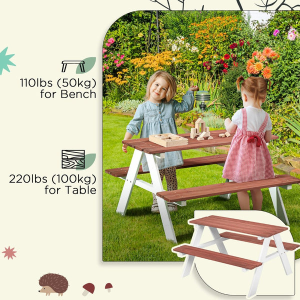 English Elm Outsunny Kids Picnic Table Set – Sturdy Wooden Outdoor Furniture For Ages 3-8, Perfect For Gardens! W2225P229090-GIGA