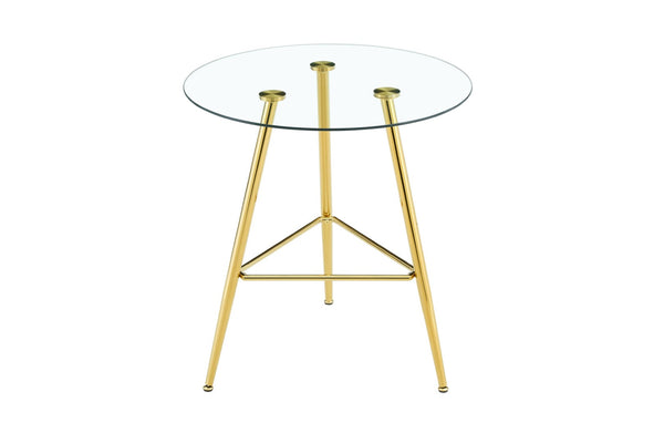 English Elm 36 Inch Round Glass Top Bar Table Chrome Tripod Base Modern Bistro Pub Style W3493P452050