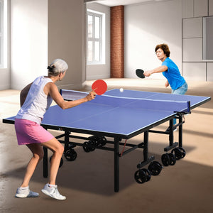 English Elm Double Fish Folding Mdf Table Tennis with Solo Practice Mode and 8 Locking Wheels W3087P251055