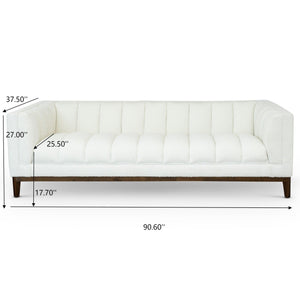 English Elm Ashcroft Furniture - Melissa Mid-Century Boucle Sofa in White or Brown - Pet-Friendly, Stain-Resistant, High-Density Comfort B183P231873