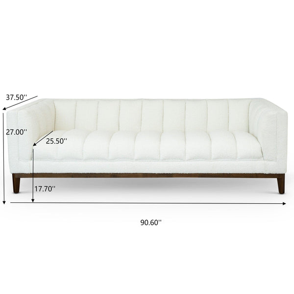 English Elm Ashcroft Furniture - Melissa Mid-Century Boucle Sofa in White or Brown - Pet-Friendly, Stain-Resistant, High-Density Comfort B183P231873