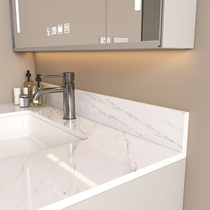 English Elm 37 Inch Marble Vanity Top - Elegant Bianco Carrara With Undermount Sink & 4" Backsplash For Style W2700P194074