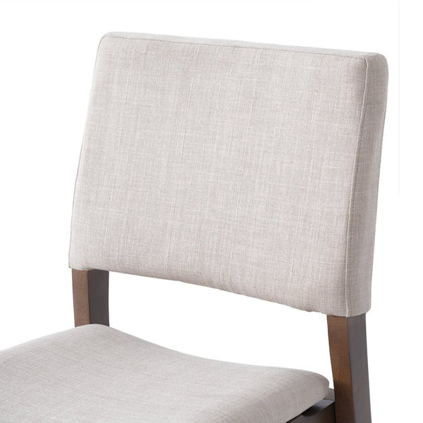 English Elm Upholstered Stackable Dining Chairs Linen Fabric Rubberwood Frame Rustic Set of 2 Dark Walnut N752P327193D