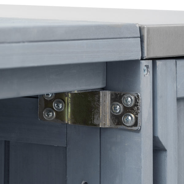 English Elm K&K 66.5" Outdoor Kitchen Island with 1.2" Stainless Steel Top, Ample Storage, Wheels & Bottle Opener Grey+Blue N707P250629G