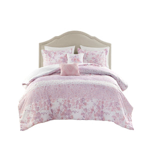 English Elm Floral Paisley Comforter Set Twin/Twin XL - Soft Microfiber, Anti-Microbial, Decorative Pillows Pink 19.68 L x 12.99 W x 6.3 H B035P294217