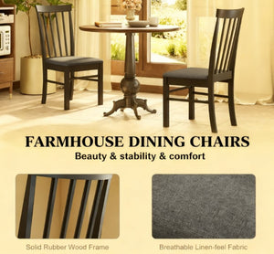 English Elm Modern Farmhouse Rubberwood Dining Chairs with Slatted Back and Cushioned Seat Set of 2 T3971P427839