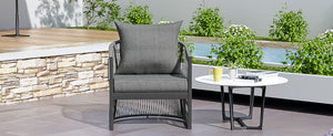 English Elm Christopher Knight Home® - Modern Gray Curved Aluminum Lounge Chair with Rope-Weave Frame, Weatherproof Cushions & Ergonomic Comfort for Patio and Indoor Spaces N767P237033G